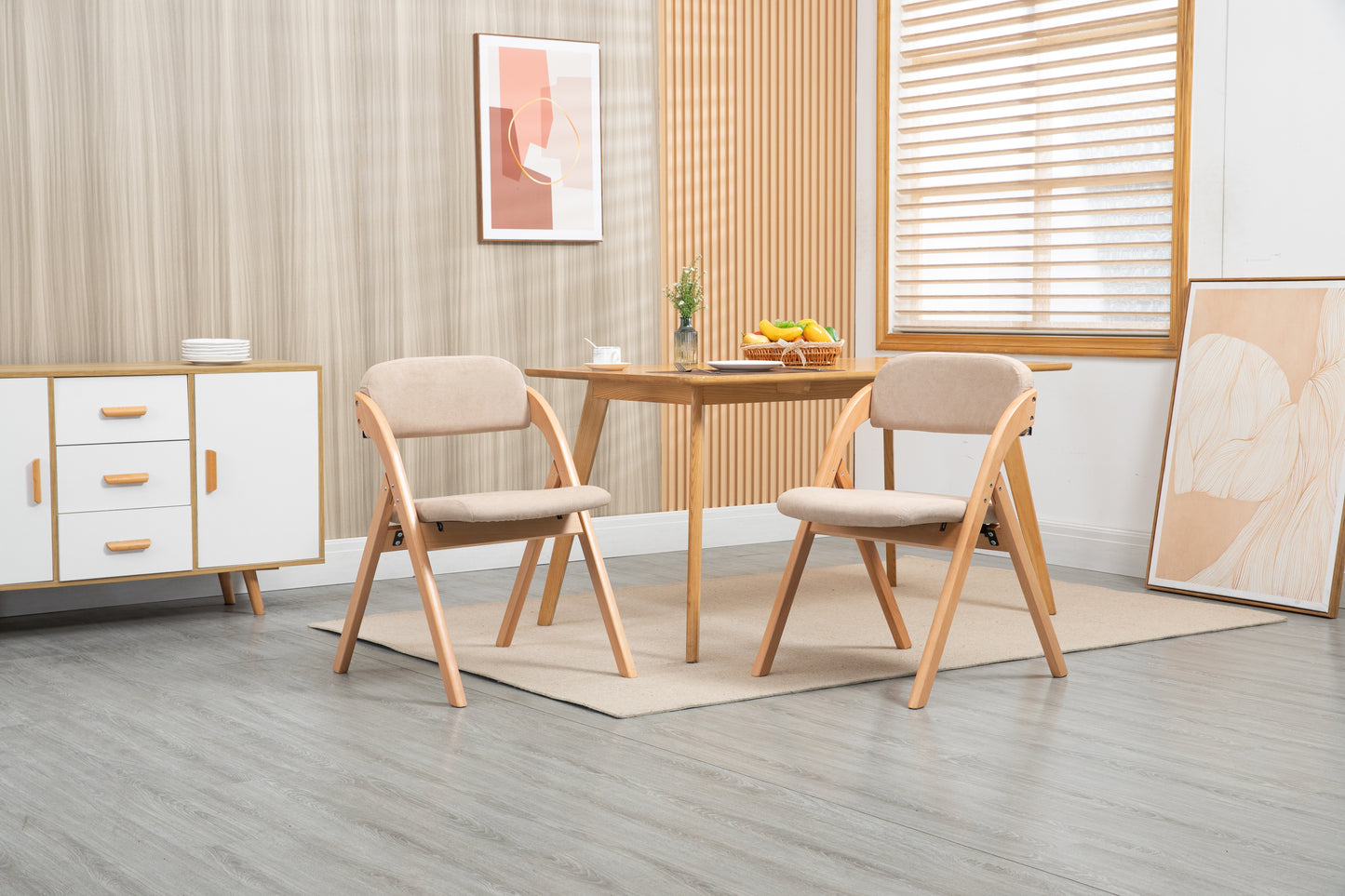Folding Chairs with Padded Seats, Set of 2 with Removable Cover Folding Extra Chair for Guests Kitchen Office Wedding Party Picnic, Khaki