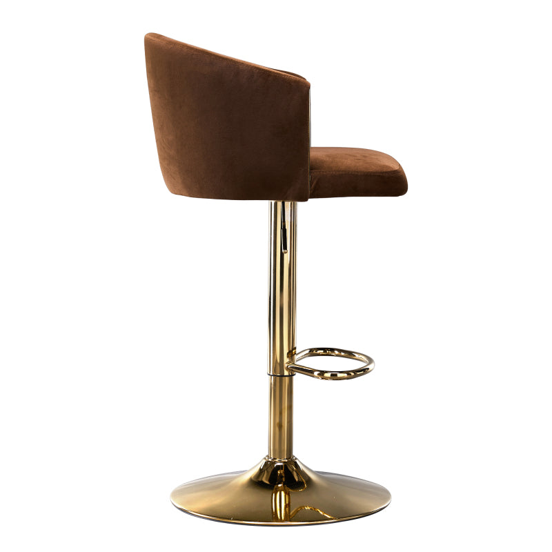Moderner drehbarer höhenverstellbarer Barhocker, moderner Barhocker für Küche, Bar und Restaurant Theken, Hubhocker mit Rückenlehne und goldener Fußstütze (brown.Set of 2)