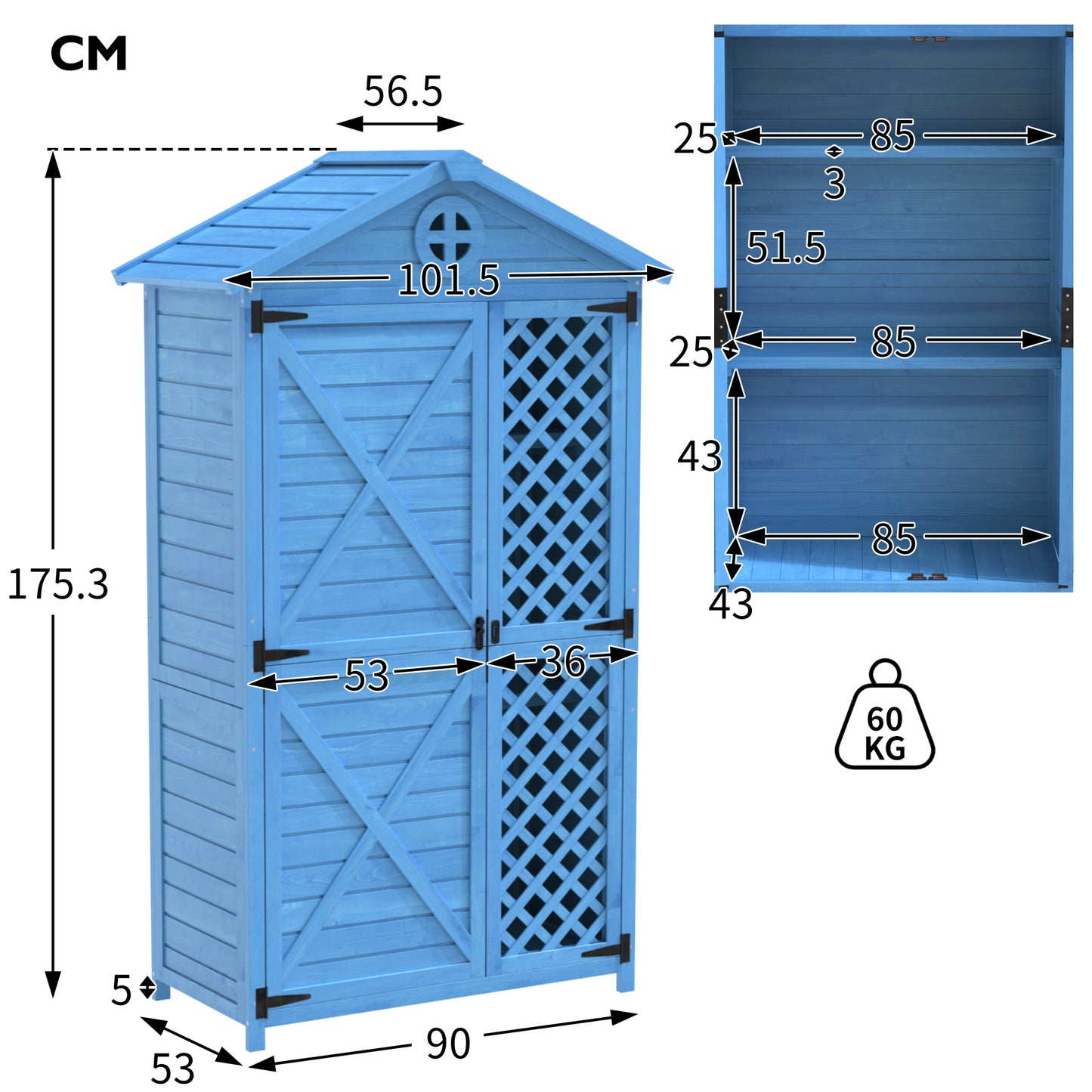 Outdoor Holz Gartenmöbel Aufbewahrungsschuppen, Werkzeughaus für Garten, Terrasse, verblassungsfrei, wetterfest, wartungsfrei, umweltfreundlich, sicher und geschützt, blau