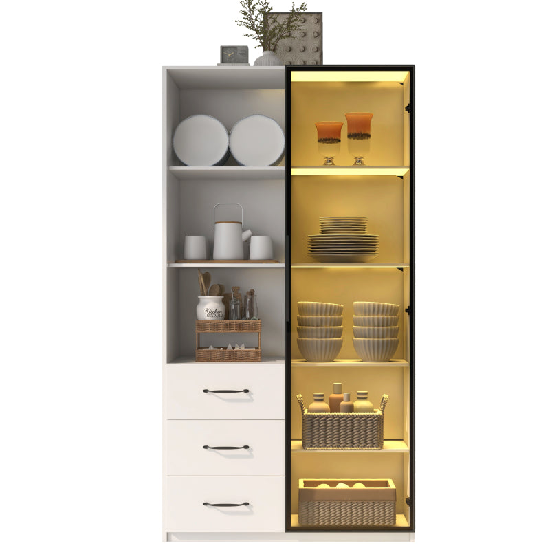 LED-Vitrine, 3 Schubladen und 3 offene Fächer, mehrfarbige LEDs, Bücherschrank, Küchenschränke 80 x 40 x 160 cm
