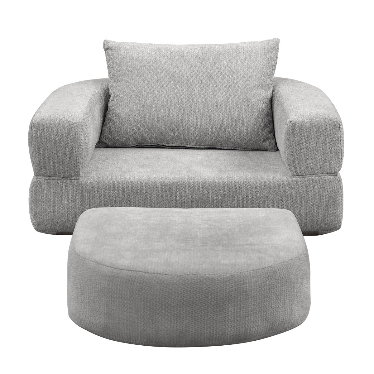 Modulares Sofa-Set Frottee (Terry Cloth), Sektionssofa Minimalistisch, Wohnzimmer Couchgarnitur, Umkehrbar, Light Grey