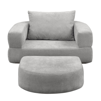 Modulares Sofa-Set Frottee (Terry Cloth), Sektionssofa Minimalistisch, Wohnzimmer Couchgarnitur, Umkehrbar, Light Grey