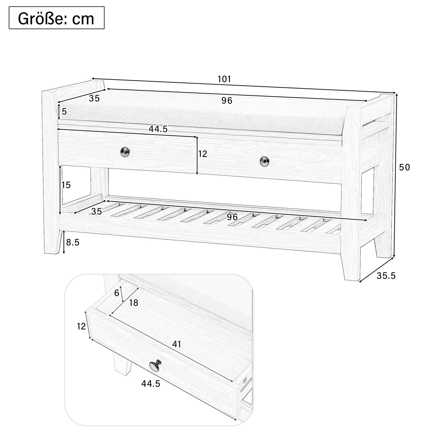 Moderne Schuhbank mit Sitzfläche und Stauraum, Soft Kissen-Oberfläche, Schuhregal für Eingangsbereich, Weiß