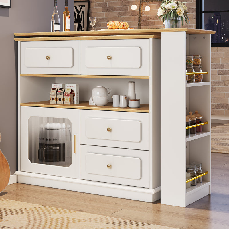 Hochtisch Kücheninsel  Bistro Table (125-181×39×104.5cm) , 360° drehbare Essbar, weiß