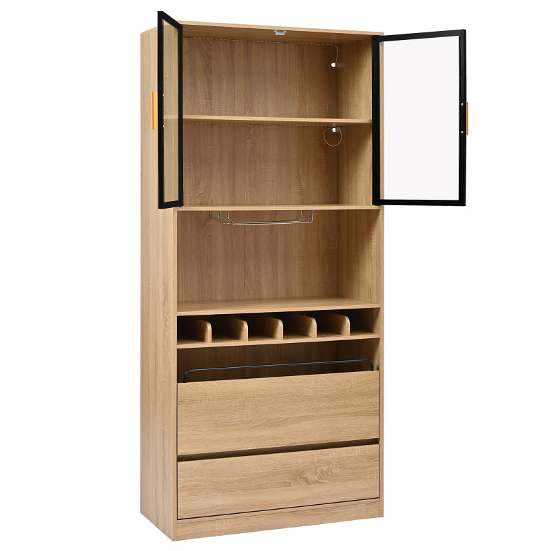 Badezimmerschrank,Spirituosenschrank,Vitrine Vitrinenschrank mit Glastüren und Beleuchtung 180 CM
