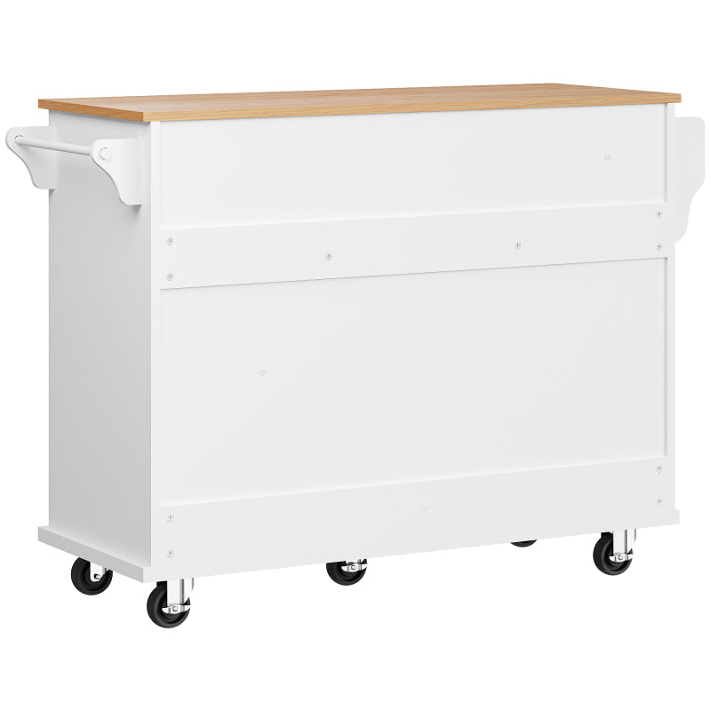 Speisewagen (134 x 46 x 92 cm), moderner und einfacher weißer Speisewagen, kombiniertes Schubladen-Aufbewahrungsschrank-Design, mobiles und festes Dual-Use-Design, geeignet für Privat- und Gewerbeküch