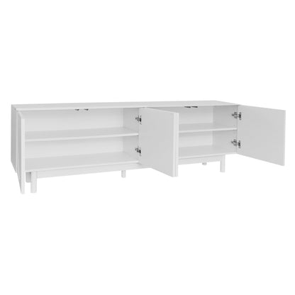 Moderner weiß TV-Schrank – 175 x 38 x 56 cm, verstellbare Einlegeplatten, Leichte Lowboard-TV-Möbel im Luxusstil