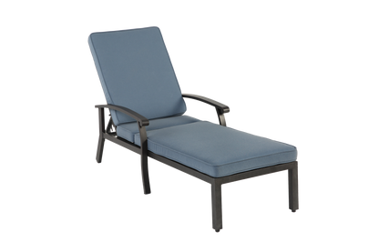 Lounge Patio Chair with Cotton Cushion, Adjustable Reclining Rust-Resistant Aluminum  Poolside Chaise Lounge Furniture, Waterproof Blue Cushion (1pc)