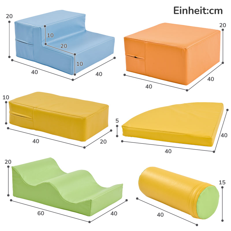 6 TLG Riesenbausteine zum Toben & Klettern Großbausteine für Kinder. Treppe und Rutsche für Kinder - Spielzeug zum Klettern, Rutschen und Krabbeln. im Vorschulalter & Babys Softbausteine, bunt.