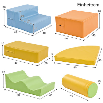 6 TLG Riesenbausteine zum Toben & Klettern Großbausteine für Kinder. Treppe und Rutsche für Kinder - Spielzeug zum Klettern, Rutschen und Krabbeln. im Vorschulalter & Babys Softbausteine, bunt.
