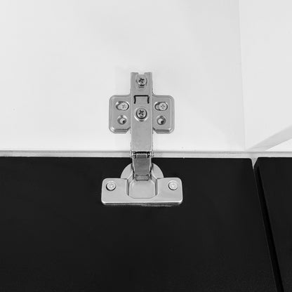 Schwarz-weißer TV-Schrank, 180 cm lang, Hochglanzoberfläche, mit 16-farbiger LED-Beleuchtung, wandmontierbar