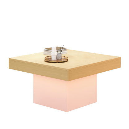 Kreativer LED-Couchtisch in Pilzform, 70x70x40 cm – Stilvoller, quadratischer Beistelltisch, 30 kg Tragkraft, modernes Design für Wohnzimmer