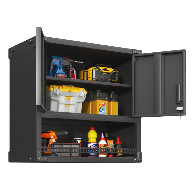 Metall Wandmontage Werkzeug Schrank mit Tür und Fach, Metallwandregal mit Schloss für Garage, Werkstatt, Büro - Umweltfreundlich, Robust, Montageerforderlich, H 77 cm × B 80 cm × T 30 cm