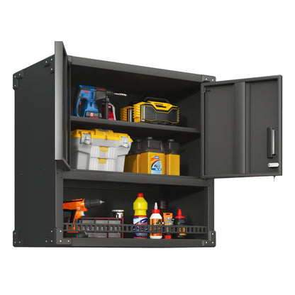 Metall Wandmontage Werkzeug Schrank mit Tür und Fach, Metallwandregal mit Schloss für Garage, Werkstatt, Büro - Umweltfreundlich, Robust, Montageerforderlich, H 77 cm × B 80 cm × T 30 cm
