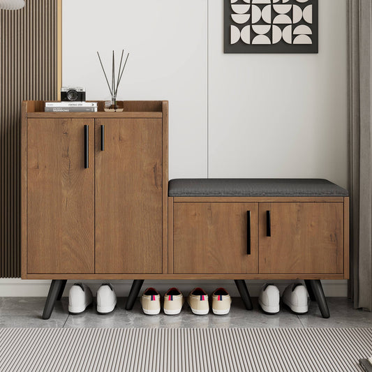 Moderner Schuhbänke mit Holzmaserung, Schuhschrank