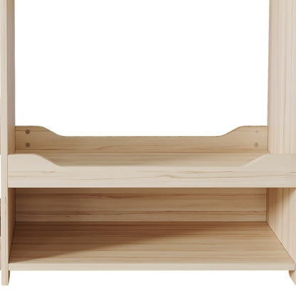 Kindergarderobe/Kinderkleiderschrank mit Kleiderstange & 4 Regalen, Aufbewahrung für Kinderzimmer, Standgarderobe Naturholz, 110*39*110 cm
