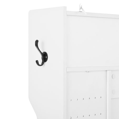 Garderobenset, Komplett-Set Flurgarderobe mit Sitzbank, 6 Haken, 1 Türen & 4 Offener Lagerraum, Weiß