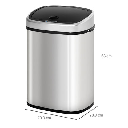 Mülleimer 58L automatischer Abfalleimer mit Infrarotsensor, hygienisch, groß, Edelstahl Silber