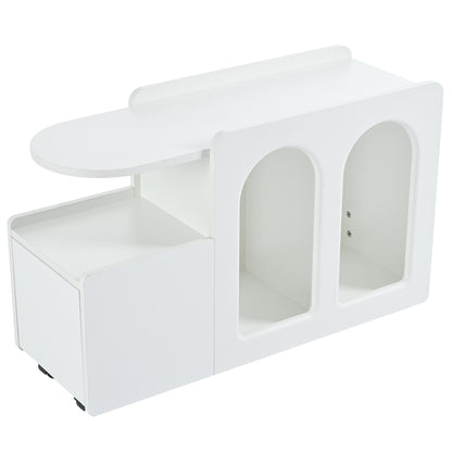 Beistellschrank mit Rollen, vielseitiger Aufbewahrungswagen für Wohnzimmer, Esszimmer und Schlafzimmer, Weißer