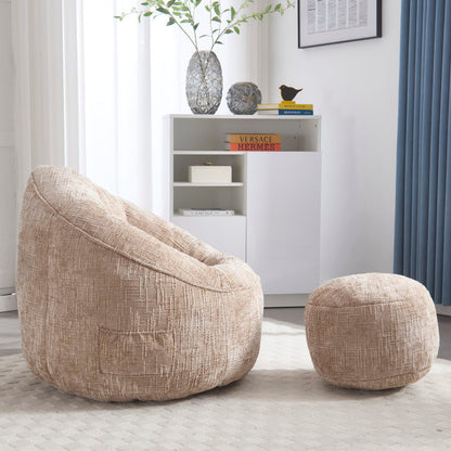 Sitzsack Sofa Stuhl für Erwachsene mit Fußstütze, Khaki