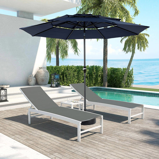 14.8 Ft Double Sided Outdoor Umbrella Rectangular Large with Crank (Navy Blue) (No Base)
