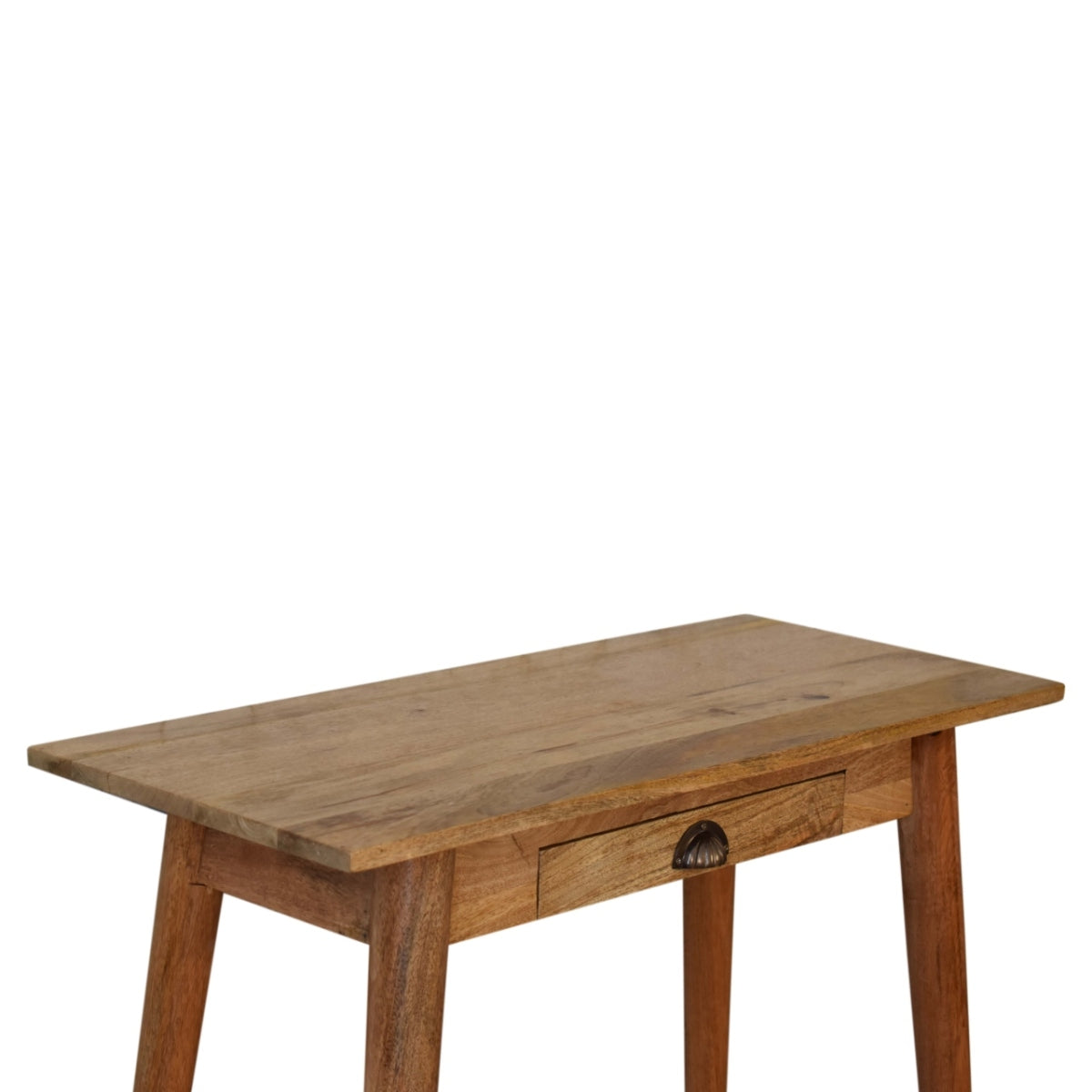 Schreibtisch aus massivem Mangoholz – Nordic Style Mini, 1 Schublade, Handgefertigt, Fertig montiert, Natur Braun, 80x35x77 cm