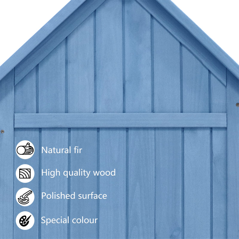 Gerätehaus Gartenschrank Geräteschuppen Geräteschrank, BxT: 118x54 cm, 118 x 54 x 173 cm (BxTxH), wetterfest, Holz, Blau, PVC-Dach (Set, 1 St., 1 x Geräteschrank)