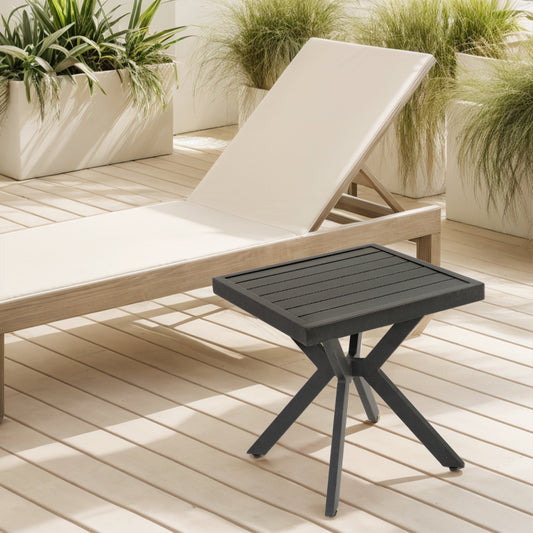 Outdoor Aluminum Square Side Table End Table for Patio, Backyard, Pool, Indoor Companion, Easy Maintenance and Weather Resistant, Dark Brown