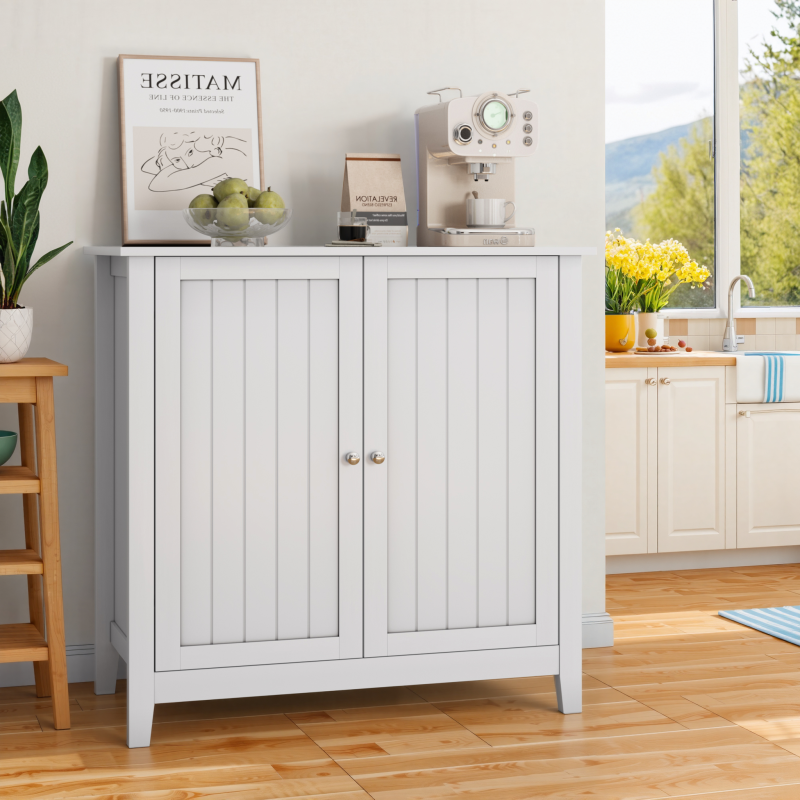 Badezimmer-Bodenschrank, moderner Aufbewahrungsschrank für Wohnzimmer, Badezimmer und Schlafzimmer, Weiß