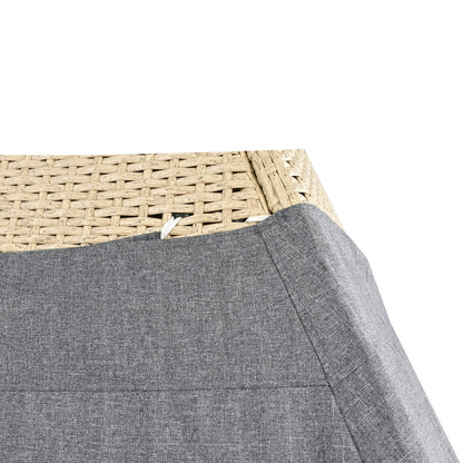 Gartenlounge-Set, Rattanzelt, geeignet für 2-4 Personen, inklusive aller Sitzkissen und Kissen, beiges Rattan, grauer Türvorhang, Sitzkissen mit Reißverschluss, abnehmbar und waschbar