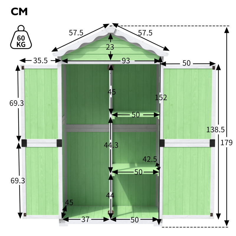 Outdoor Holz Gartenmöbel Aufbewahrungsschuppen, Werkzeughaus für Garten, Terrasse, verblassungsfrei, wetterfest, sicher und geschützt, wartungsfrei, umweltfreundlich, grün