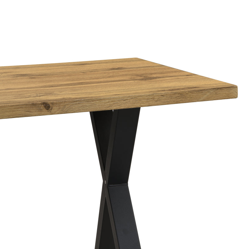 Design mit gekreuzten Beinen, rechteckiger Esstisch, Eiche+schwarz