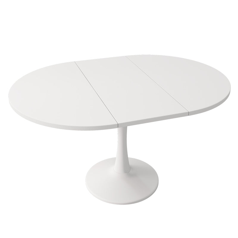 Ausziehbarer Esstisch, ovaler Esstisch, Länge 100/140 x Breite 100 x Höhe 75 cm,  weiß