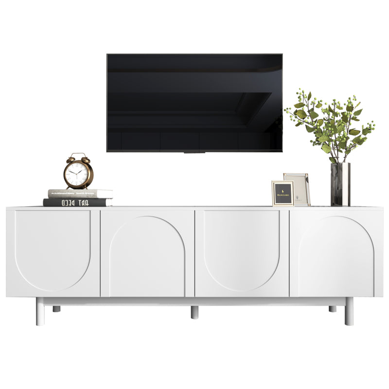 Moderner weiß TV-Schrank – 175 x 38 x 56 cm, verstellbare Einlegeplatten, Leichte Lowboard-TV-Möbel im Luxusstil