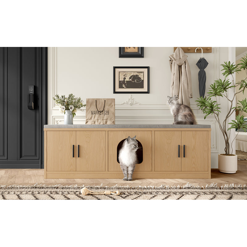 Versteckter Katzenschrank - Integrierter Kratzbaum und Belüftung, Tiermöbel für Flur und Eingangsbereich, 140 x 40 x 45,5 cm