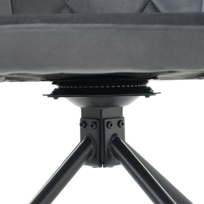 2er Set 360° Drehbarer Esszimmerstühle mit Rautenmuster,Gepolsterter Sessel mit 4 Metallbeinen,Moderner Lounge-Stuhl,Wohnzimmerstuhl   für Shlafzimmer,Arbeitzimmer,Lendenwirbelstütze,Samt,anthrazit