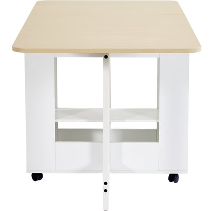 Ausziehbarer Bartisch mit Stauraum(110-124×78×97.5cm), für 2-6 Personen, Kücheninseln mit 2 Schubladen, 2 seitliche offene Regale und eingebaute Steckdose,Tischplatte aus weiß marmoriertem MDF,Weiß