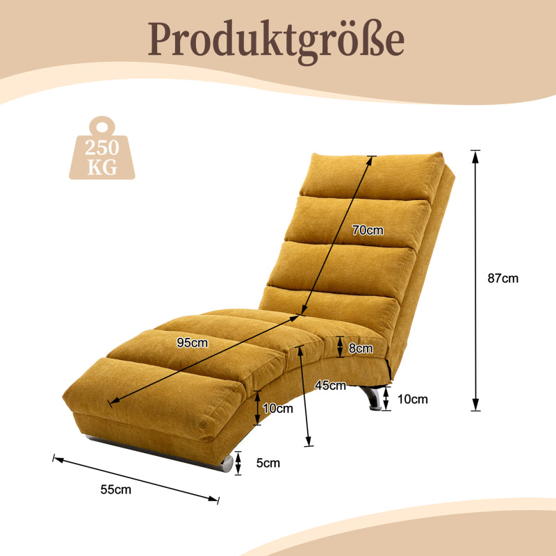Sackleinen Massage Chaise Lounge Indoor mit Fernbedienung, Ergonomische elektrische Massage Long Lounger mit 5 Modi für Büro, Wohnzimmer, Schlafzimmer (Senfgelb)