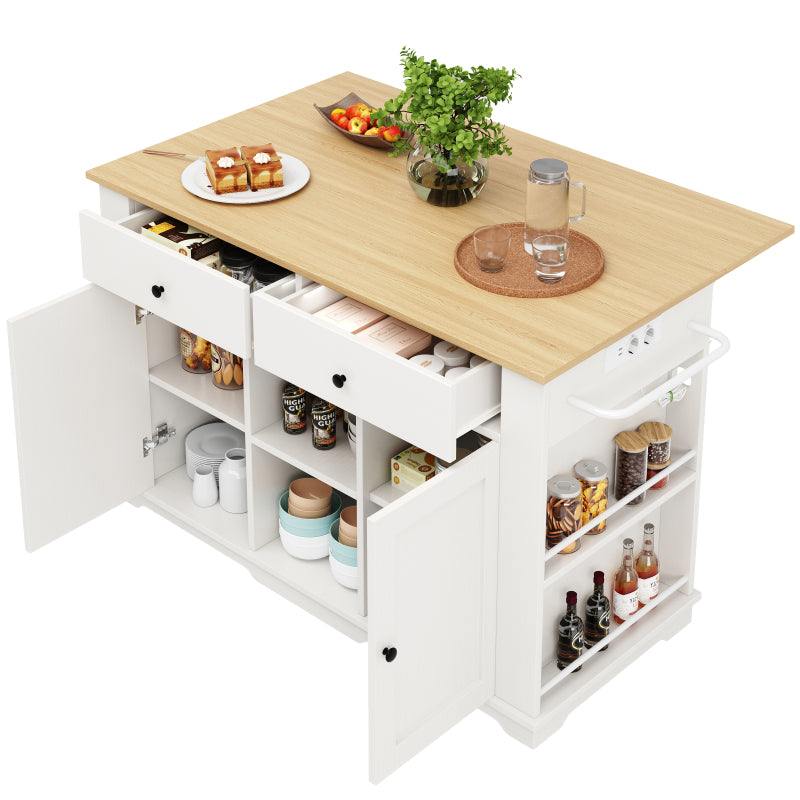 Kücheninsel, Küchenwagen mit Steckdosenleiste ausgestattet, Küchenschrank, Servierwagen mit arbeitsplatte, buffetschrank, Speisewagen mit Holzmaserung, buffetschrank,weiß