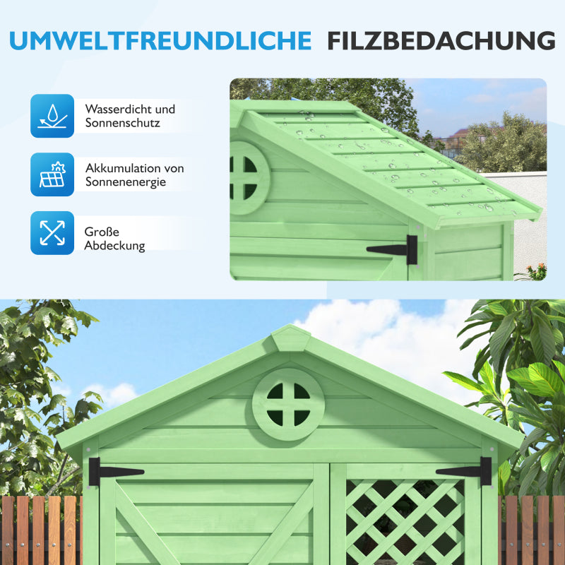 Outdoor Holz Gartenmöbel Aufbewahrungsschuppen, Werkzeughaus für Garten, Terrasse, verblassungsfrei, wetterfest, wartungsfrei, umweltfreundlich, sicher und geschützt, grün