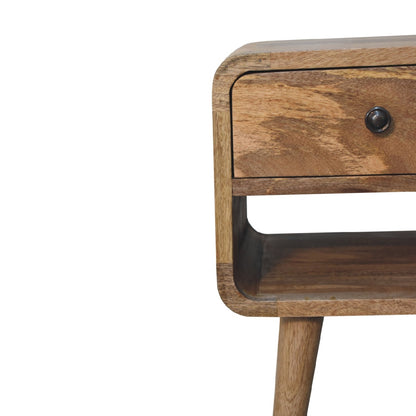 Nachttisch aus massivem Mangoholz im skandinavischen Design mit Schublade – Handgefertigt, Oak-ish Finish, Nachhaltig, 30x30x55 cm