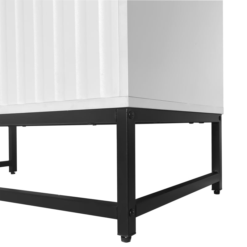 Moderne Sideboard Kommode mit 2 Türen in Vakuum-Formgebung, Standschrank Lagerung Schrank mit Metallgriffen und Rahmenbeinen, geeignet für Wohnzimmer, Flur und Esszimmer