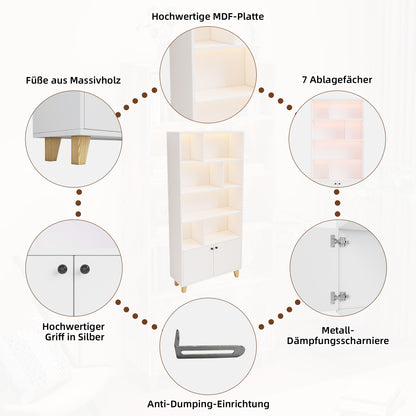Bücherregal, LED-Farbwechsel-Ambientelicht, Fernbedienung, einfache Form,weiß