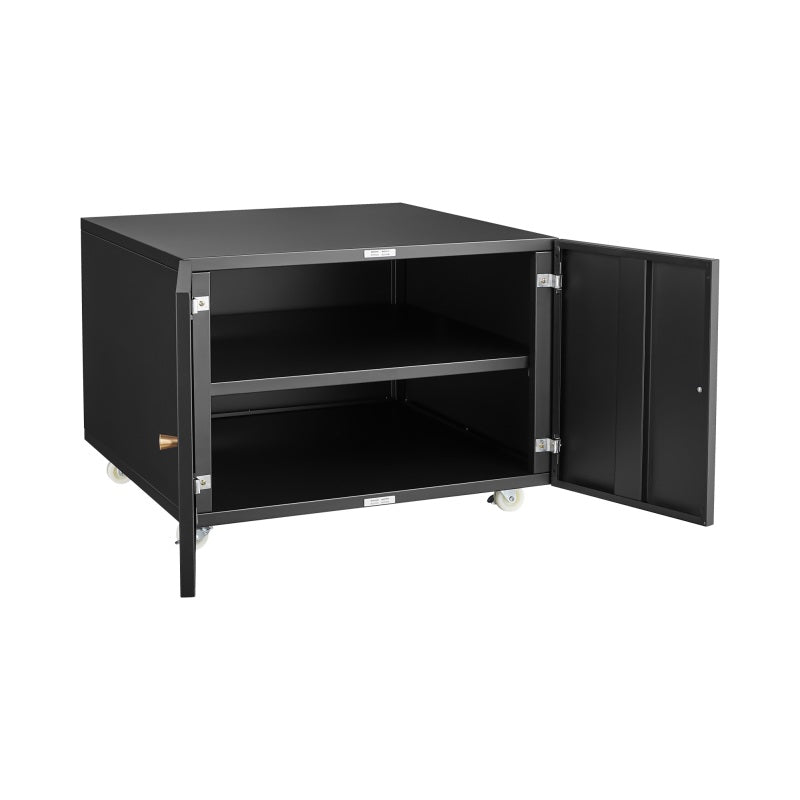 Metal Printer Stand with Storage Mobile Printer Tables for Small Spaces with Door Adjustable Shelf File Cabinet on Wheels for Home Office (Black)