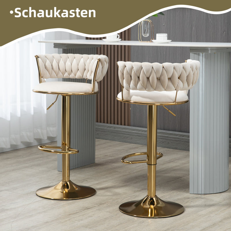 old sku:W1880109463,Samt 360° drehbarer Barhocker 2-teiliges Set, Handgefertigte Rückenlehne Ein-Knopf verstellbarer Höhe Barhocker, Sehr weicher gepolsterter Küche Esszimmerstuhl, Kücheninsel