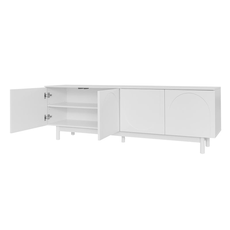 Moderner weiß TV-Schrank – 175 x 38 x 56 cm, verstellbare Einlegeplatten, Leichte Lowboard-TV-Möbel im Luxusstil