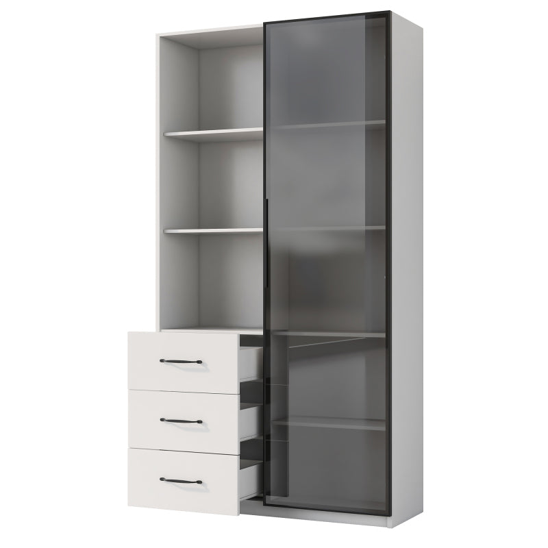 LED-Vitrine, 3 Schubladen und 3 offene Fächer, mehrfarbige LEDs, Bücherschrank, Küchenschränke 80 x 40 x 160 cm