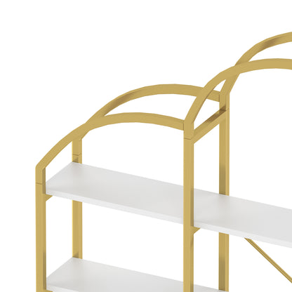Regal im schlichten Stil, fünf Schichten Stauraum, einzigartige Wolkenform, einfach zu montieren und zu reinigen, Gold + Weiß