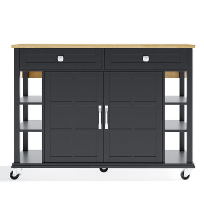 Multifunktionaler Küchenwagen mit klappbarer Arbeitsplatte, 120×65 cm erweiterbar, 2 Schubladen, geräumige Aufbewahrung, auf Rollen – Stilvoller Servierwagen für Küche, Esszimmer & Wohnzimmer