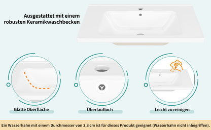 Badezimmerschrank mit Waschbecken,weiß